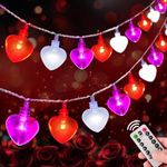 Ezzfairy 45 LED Battery Operated Heart String Lights for Valentines Decorations, Red Pink White Romantic Battery Indoor Lights for Outdoor Decor Home,Bedroom,Patio,Balcony Party (8 Modes)