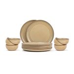 Shay Ceramic Dinner Set, 12 Pcs, Beige Reactive | Crockery Set for Dining Table | Dining Sets Crockery Items | Glossy Finish | Premium Stoneware (Beige Reactive, 12 Pieces)