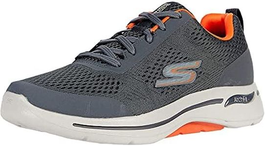 Skechers mens Go Walk Arch Fit - Idyllic Sneaker, Charcoal/Orange, 12 X-Wide US