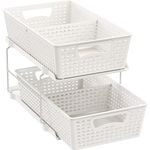 SimpleHouseware 2 Tier Bathroom Organizer Tray Pull-Out Sliding Drawer/Under-Sink Storage, White