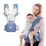 Baby Carrier Hip Seat Waist Stool For Newborn to Toddler with Adjustable Strap, Storage Pocket and Drool Bibs, Comfort Mesh for Baby 4-20 KG (Blue)