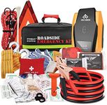 EVERLIT Roadside Emergency Kit, Car Emergency Kit Assistance Multipurpose Car Kit with Digital Air Compressor,12FT Jumper Cable, Tow Strap, Hand Cranked Flashlight, 108 Pieces First Aid Supplies