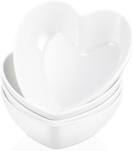 6 Inch Porcelain Bowls Set of 4, Heart Shaped Dessert Bowls for Cereal Ice Cream Soup Rice Fruits, Small Serving Bowls Set for Kitchen Cooking Wedding