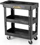 ELAFROS 3 Shelf Heavy Duty Utility Cart, 34" x 17" x 38.5", Rolling Work Cart with 4 Swivel Wheels, Deep Shelves, Safely Holds up to 550 lbs 3-Tier Service Cart Tool Cart, Black