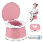 Travel Potty 2-in-1 Portable Potty for Toddlers Foldable Kids Training Toilet Seat for Boys Girls Baby Carry Potty Childrens Car Potty Chair for Camping Park Indoor Outdoor with 15pcs Potty Liners