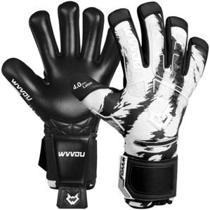 WVVOU Soccer Goalie Gloves for Adults and Youth, High Performance Goalkeeper Gloves with 5 Detachable Finger Saves, Soccer Gloves with 4mm Sticky Latex Palm (Black & White, 11)