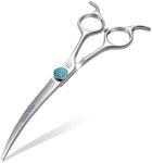 Fenice Professional Grooming Curved Shear: 45 Degree Super Curves Scissors for Dogs 6.5" Big Arc Curved Shears Made Of Japanese 440C Stainless Steel