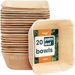 HAAGO 20 Eco-Friendly Palm Leaf Bowls - Compostable Like Wooden & Bamboo Disposable Bowls for Hot & Cold Food, Microwave & Freezer Safe Alternative to Paper Party Bowls - 450ml Biodegradable Bowls