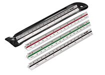 Rulex 150mm 15cm mini silver metal triangular scale ruler with coloured stripes and Scales: side 1 – 1:1 & 1:5, side 2 – 1:20 & 1:10, side 3 – 1:50 & 1:100