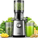 GDOR Cold Press Juicer with 4.25'' Feed Chute, Masticating Juicer Machines Fits Whole Fruits and Vegetables, Self Feeding Slow Juicer with Low Noise, Easy to Clean, Silver