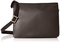 Visconti Womens Large Leather Flap-Over Shoulder/Crossbody Messenger Bag, Chocolate