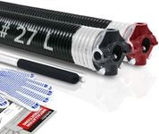 KaiMinDogz Pair of 2" Garage Door Torsion Springs Set with Non-Slip Winding Bar & Gloves,High Precision Electrophoresis Black Coated, for Replacement & Installation, MIN 16,000 Cycles (0.218x2''x27'')