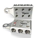 Vgate 6x1/0 AWG Gauge Post Battery Terminals for Lithium or AGM Lead Acid Battery with Bolt Down Ends or Threaded Studs M10 or 3/8”-16