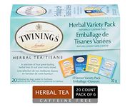 Twinings Herbal Variety Pack Individually Wrapped Tea Bags | Naturally Caffeine-Free | Includes Lemon, Mandarin Orange, Camomile & Goodnight Blends | 20 Count (Pack of 6) | Enjoy Hot or Iced