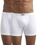 Jockey Men's Super Combed Cotton rib fabric Boxer Briefs with Front Fly, Ultrasoft and Durable concealed waistband (Pack of 2) 8008_White_L