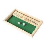 1-2 Players Shut The Box Dice Game, Wooden Board Table Math Game with 2 Dice and Shut-The-Box Instructions for Kids Adults, Family Classroom Home or Pub