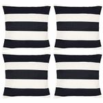 4 Pack Waterproof Pillow Covers Outdoor Throw Pillowcases Decorative Garden Cushion Case for Home Garden Patio Couch Balcony Striped (4, Black & White, 18 * 18 inch)