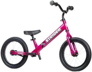 Strider 14x, Funky Fuchsia - Balance Bike for Kids 3 to 7 Years - Includes Custom Grips, Padded Seat, Performance Footrest & All-Purpose Tires - Easy Assembly & Adjustments