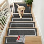 COSY HOMEER Stair Treads Non-Slip, 4PCS 9"x28" Stair Runners for Wooden Steps Indoor, Carpet Stair Treads for Kids and Dogs, 100% Polyester TPE Backing Rugs, Black