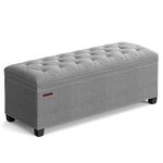 SONGMICS Storage Ottoman Bench, Foldable Foot Rest with Legs, 15.7 x 43 x 15.7 Inches, End of Bed Bench, Storage Chest, Load up to 660 lb, Light Gray ULSF088G02