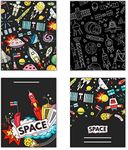 Wall Art Unframed Prints Giclee Art Paper Set of 4, 11x14 inch Space Artwork, Bathroom Decoration Nursery Room Galaxy Universe Astronomy Cool Rocket Inspirational Cartoon for Kids Paintings