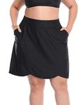 HDE Womens Plus Size Skort Skirt with Bike Shorts Active Golf Swim Skirt Pockets Black