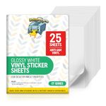 Printable Vinyl - Sticker Paper for Inkjet Printer for Epson (25 Sheets, 8.5" x 11", Anti Jam) - Glossy Printable Sticker Paper - Inkjet Printable Waterproof Sticker Paper - Make Labels and Decal