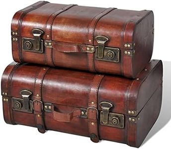 vidaXL Wooden Treasure Chests - Vintage Style Storage Trunks, Set of 2, Brown Color and Durable Plywood Material Ideal for Living Room, Bedroom, and Hallway