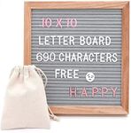 Felt Letter Board, 10x10in Changeable Letter Board with 690 Pink & White Letters - Wood Frame Message Sign Board for Baby Announcements, Milestones, Office Decor