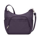 Travelon Classic Crossbody Bucket Bag Anti-Theft,Purple,14" X 11.5" X 3"