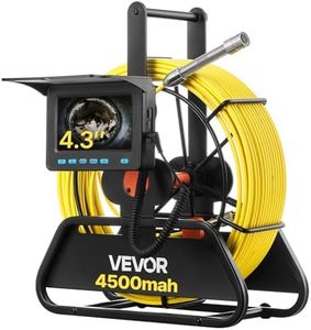 VEVOR Rohrkamera, 20 m Reichweite, 720x480 Kanalkamera, IP68 wasserdichte Rohrinspektionskamera mit 6 einstellbare LEDs, 4500-mAh-Akku & 16-GB-Speicherkarte für Abwasserleitungen & -rohre