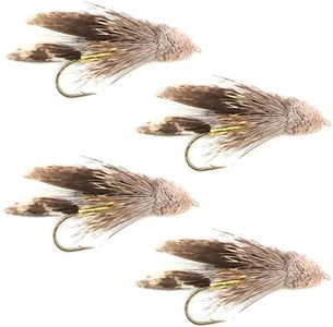 The Fly Fishing Place Muddler Minnow Fly Fishing Flies - Classic Bass and Trout Streamers - Set of 4 Flies Hook Size 4