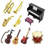 cobee Miniature Dollhouse Musical Instrument Set, 1:12 Mini Dollhouse Musical Instrument Mini Musical Model Doll House Accessories for dollhouse Musical Room Succulent Garden