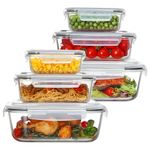Vtopmart 7 Pack Large Glass Food Storage Containers with Lids, Meal Prep Containers, Airtight Lunch Containers Bento Boxes with Snap Locking Lids for Microwave, Oven, Freezer
