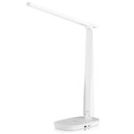 Honeywell Desk Lamp with USB Charging Port - Sunturalux™ H2 Stepless Dimmable Eye Caring LED Table Lamp for Kids Adults, Foldable Portable Lampe de Bureau for Home Office Bedroom Reading White