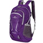 Loocower 45L Ultra Lightweight Foldable Backpack Hiking Daypack Walking Rucksack Water Resistant Packable Camping Mountaineer Outdoor Sport Knapsack for Men Women (05.Purple)