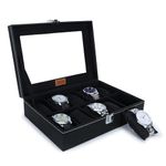 LEDO Men's and Women's Watch Box Organizer Case In 10 Slots of watches In Black color (BlackandBlack)