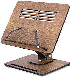 Vigo Wood Book Stand for Reading 360° Adjustable, Wooden Laptop Stand, Cookbooks Holder, Music Scores, Featuring Multi-Height Angles and Foldable Design with Page Clips.