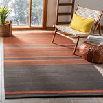 Safavieh Kilim Collection KLM952C Hand Woven Dark Grey and Orange Wool Area Rug, 5-Feet by 8-Feet