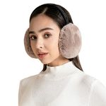 ZLYC Womens Winter Outdoor Faux Fur EarMuffs Foldable Big Ear Warmers (Khaki)