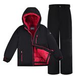 SMONTY COZY Boys Snowsuit With Hood Water-repellent Ski Suit Windproof Winter Suit(10-12 Years, Black)