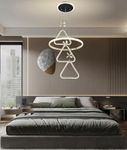 Avior Modern LED Chandelier, Creative 3 Ring Pendant Lamp with Height-Adjustable Pendant Light, Living Room Chandelier, Bedroom, Dining Room Pendant Light (Ch18.00