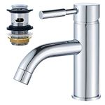 Basin Tap with Waste, XBMY Round Single Lever Bathroom Mixer Sink Taps for Washroom&Cloakroom,Chrome