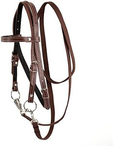 Y.J TAILS Leather Horse Bridle, Adjustable Western Browband Bridles for Horses with Bits and Detachable Reins (L (Above 1.2 Meters), Brown)