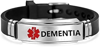 OutstandLong Red Medical Alert ID Dementia Bracelet Emergency First Aid Laser Engraved Health Alert Adjustable Silicone Wristband Bracelet