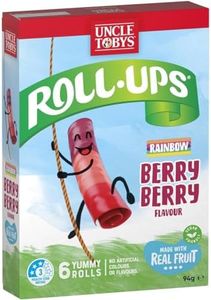 Uncle Tobys Roll Ups Kids Rainbow Berry Berry Flavour Fruit Chewy Ball Candy (Pack of 6)