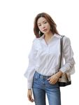 Rimsha Wear women's wear solid white ruffle women shirt (Medium)