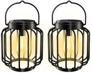 Solar Lights Outdoor Garden,Bawoo 2 Pack Metal Solar Lanterns Outdoor with Hook,Hanging Solar Garden Lights with Auto On Off IP65 Waterproof Garden Ornaments for Yard Pathway Patio(Warmwhite)