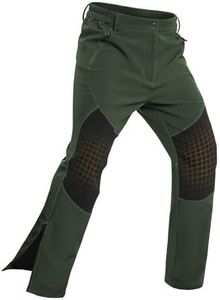 Moosehill Mens-Snow-Ski-Pants-Fleece-Lined-Pants Waterproof Winter Snowboard Softshell Pant Insulated Zipper Bottom Leg for Hiking Outdoor Work(Army Green,38)