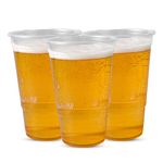 CHEF ROYALE 50x Disposable Full Pint Cups - (660ml) Pint to Brim- Recyclable -CE Marked- PP Clear Plastic Glasses for Large Events and Parties (Pack of 50 Cups Full Pint- 660ml,Translucent)